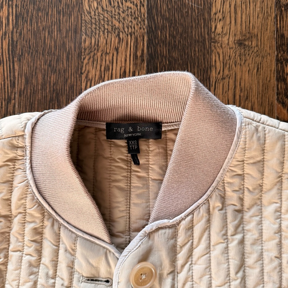 rag & bone Quilted Cream Bomber Jacket - Picture 3 of 5